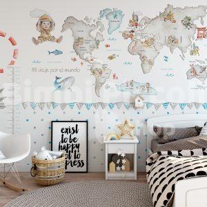 Mural mapa mundi personalizado