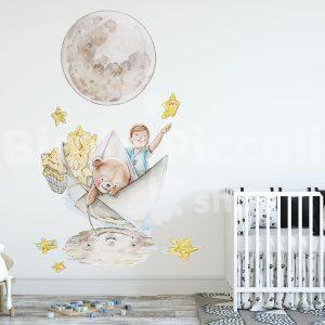 Mural barquito de papel