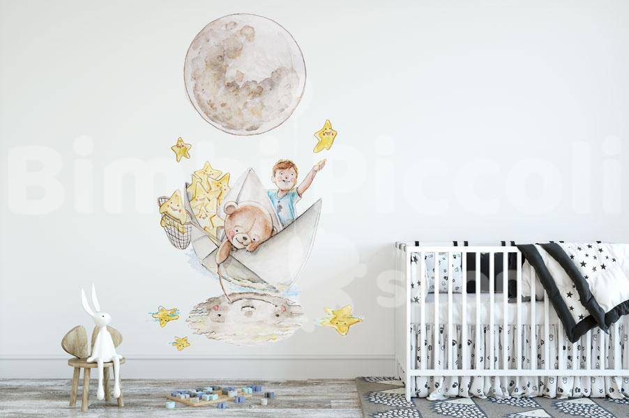 Mural barquito de papel