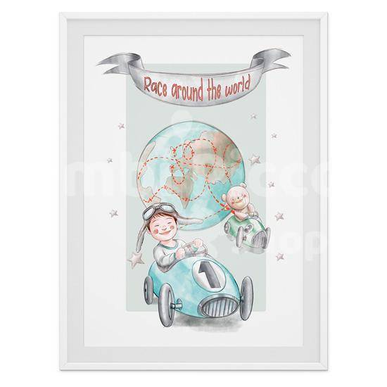 Lámina infantil carrera por el mundo