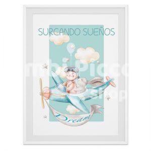 Lámina infantil surcando sueños