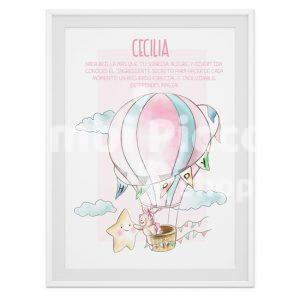 Lámina infantil vijando en globo