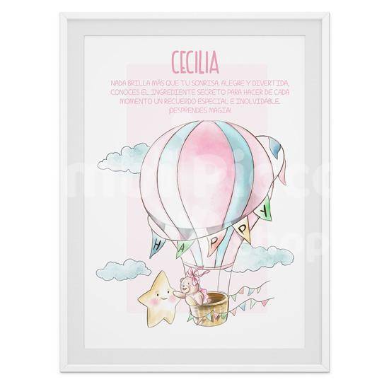 Lámina infantil vijando en globo